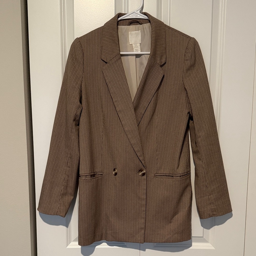 H&M Brown Checkered Blazer